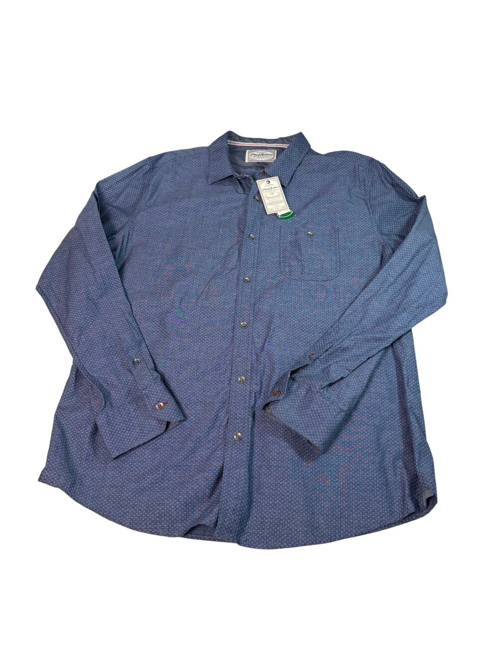 NWT Flag & anthem mens navy dot print button down. Size L career, office, date